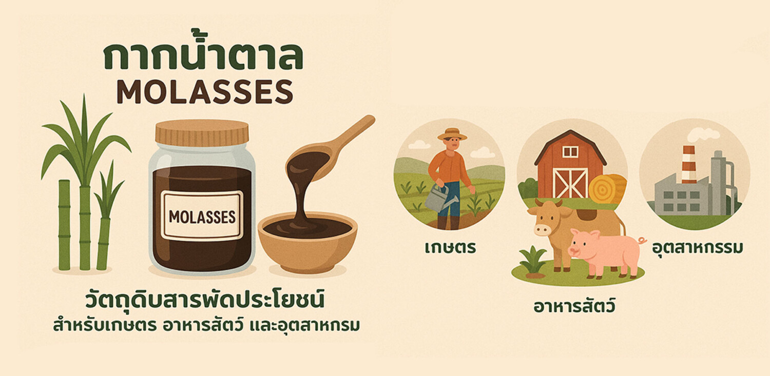 กากน้ำตาล (Molasses) วัตถุดิบสารพัดประโยชน์สำหรับเกษตร อาหารสัตว์ และอุตสาหกรรม