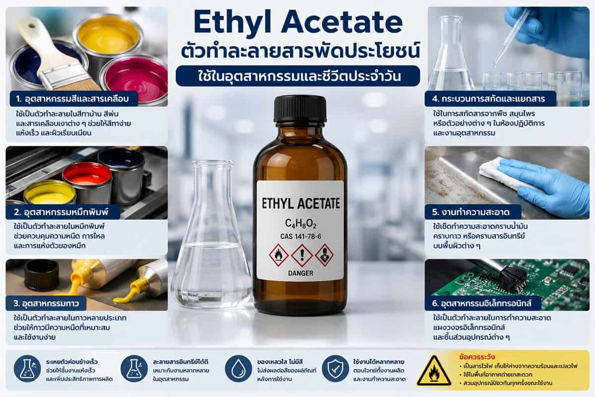 Ethyl Acetate คืออะไร? ตัวทำละลายสารพัดประโยชน์ที่อุตสาหกรรมเลือกใช้ 3 Ethyl Acetate