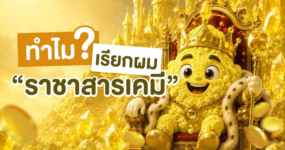 ภาพการ์ตูนราชาแห่งสารเคมีในฉากทองคำและปราสาท.
