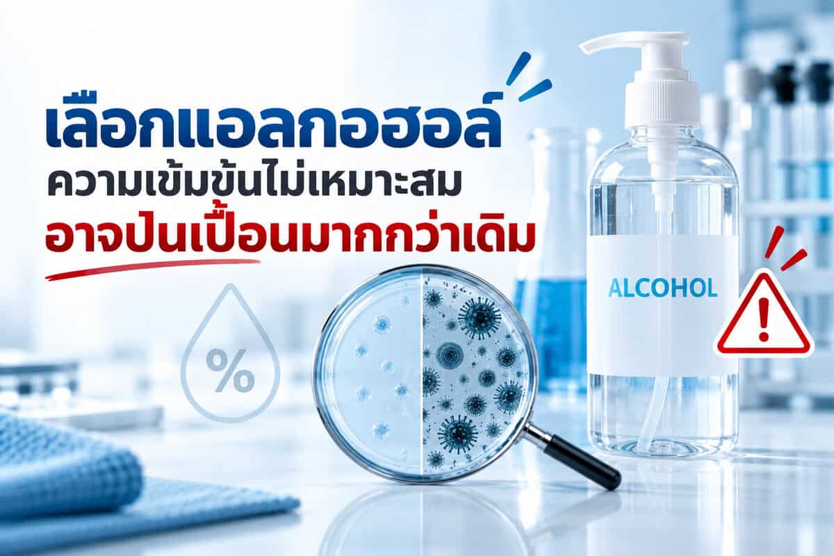 เลือกแอลกอฮอล์ความเข้มข้นไม่เหมาะสม อาจปนเปื้อนมากกว่าเดิม!